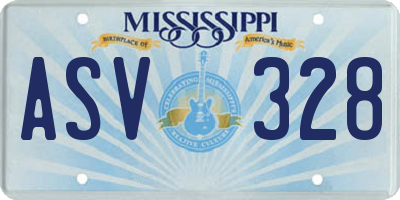 MS license plate ASV328