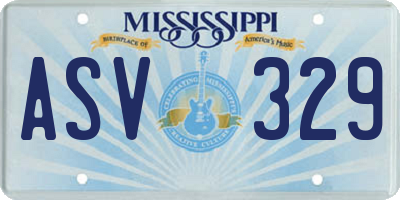 MS license plate ASV329