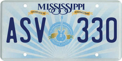 MS license plate ASV330