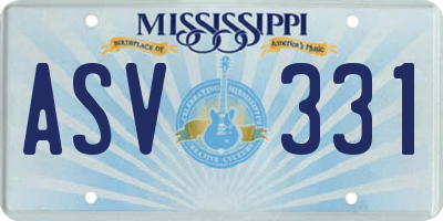 MS license plate ASV331