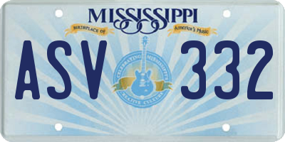 MS license plate ASV332