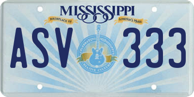 MS license plate ASV333