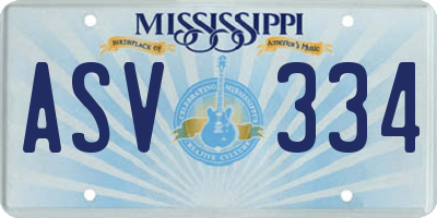 MS license plate ASV334