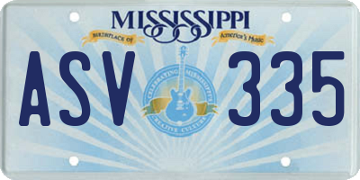 MS license plate ASV335