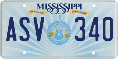 MS license plate ASV340