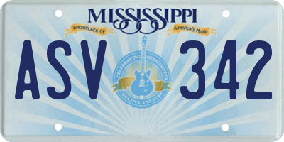 MS license plate ASV342