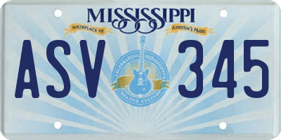 MS license plate ASV345