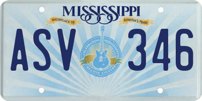 MS license plate ASV346