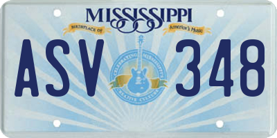 MS license plate ASV348