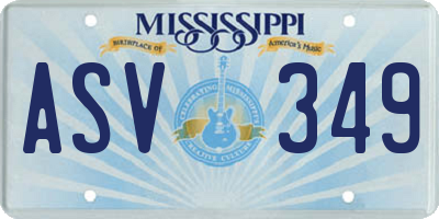 MS license plate ASV349