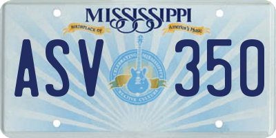 MS license plate ASV350