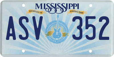 MS license plate ASV352