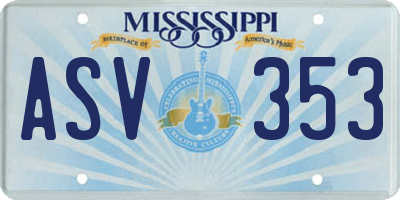 MS license plate ASV353