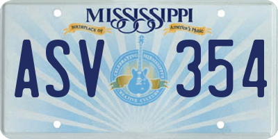 MS license plate ASV354