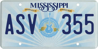 MS license plate ASV355
