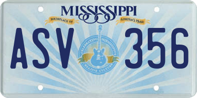 MS license plate ASV356