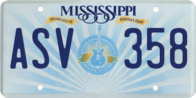 MS license plate ASV358