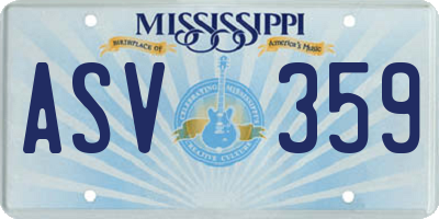 MS license plate ASV359