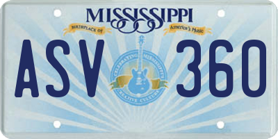 MS license plate ASV360