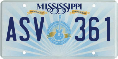 MS license plate ASV361