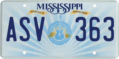 MS license plate ASV363