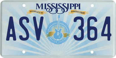 MS license plate ASV364