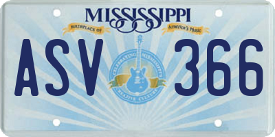 MS license plate ASV366
