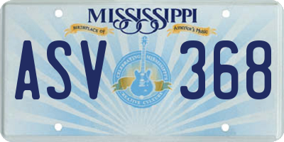 MS license plate ASV368