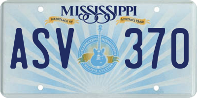 MS license plate ASV370