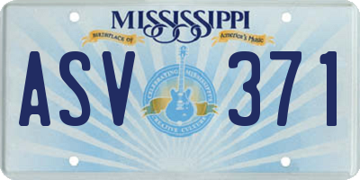 MS license plate ASV371