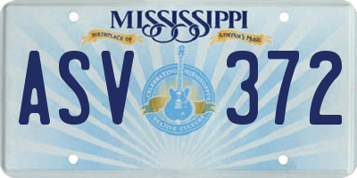 MS license plate ASV372