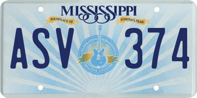 MS license plate ASV374