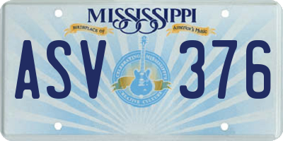 MS license plate ASV376