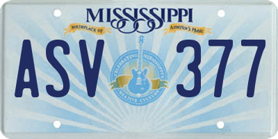 MS license plate ASV377