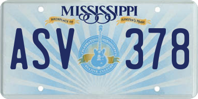MS license plate ASV378