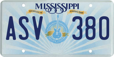 MS license plate ASV380