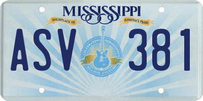MS license plate ASV381