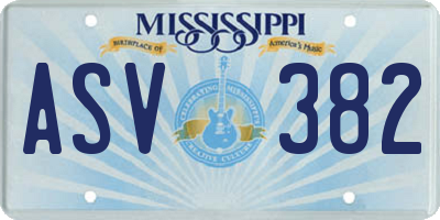 MS license plate ASV382
