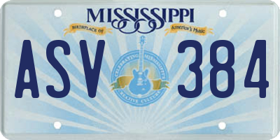 MS license plate ASV384