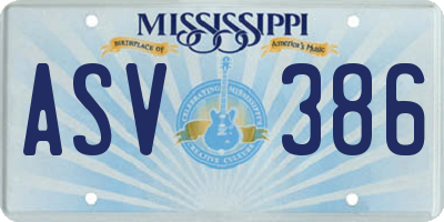 MS license plate ASV386