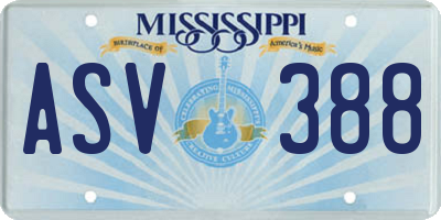 MS license plate ASV388