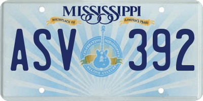 MS license plate ASV392