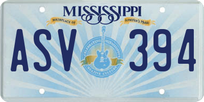 MS license plate ASV394