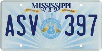 MS license plate ASV397