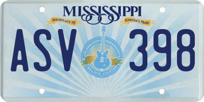 MS license plate ASV398