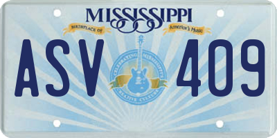 MS license plate ASV409