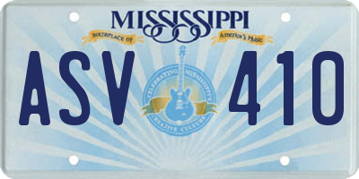 MS license plate ASV410