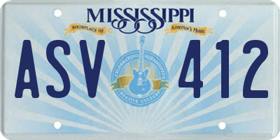 MS license plate ASV412