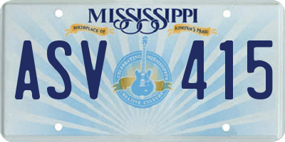 MS license plate ASV415