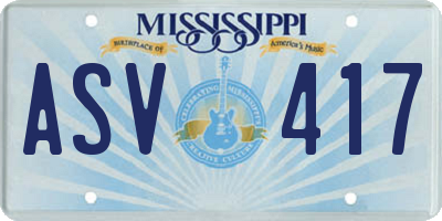 MS license plate ASV417
